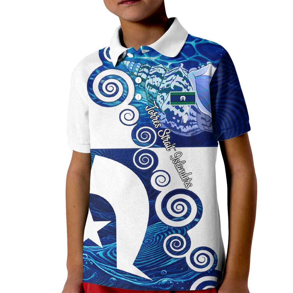 Torres Strait Islanders Nautical Compass Sea Life Kid Polo Shirt Indigenous Traditional Flag Pattern Tribal Marine Art