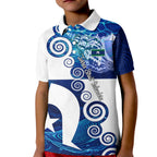 Torres Strait Islanders Nautical Compass Sea Life Kid Polo Shirt Indigenous Traditional Flag Pattern Tribal Marine Art