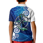 Torres Strait Islanders Nautical Compass Sea Life Kid Polo Shirt Indigenous Traditional Flag Pattern Tribal Marine Art
