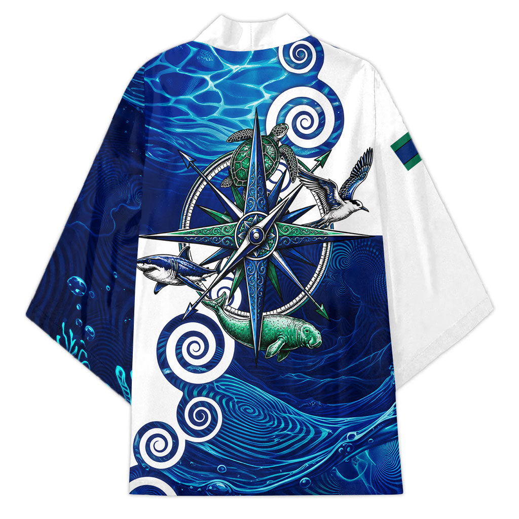 Torres Strait Islanders Nautical Compass Sea Life Kimono Indigenous Traditional Flag Pattern Tribal Marine Art