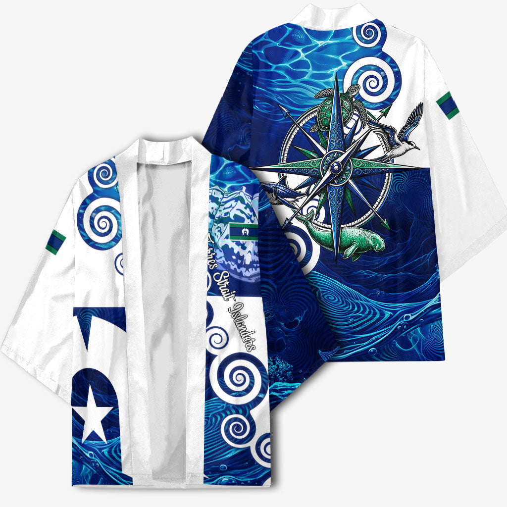 Torres Strait Islanders Nautical Compass Sea Life Kimono Indigenous Traditional Flag Pattern Tribal Marine Art