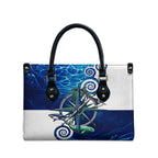 Torres Strait Islanders Nautical Compass Sea Life Leather Bag Indigenous Traditional Flag Pattern Tribal Marine Art