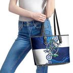 Torres Strait Islanders Nautical Compass Sea Life Leather Tote Bag Indigenous Traditional Flag Pattern Tribal Marine Art