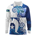 Torres Strait Islanders Nautical Compass Sea Life Long Sleeve Polo Shirt Indigenous Traditional Flag Pattern Tribal Marine Art