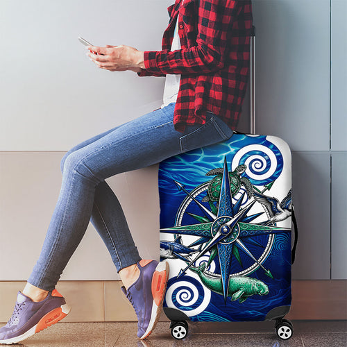 Torres Strait Islanders Nautical Compass Sea Life Luggage Cover Indigenous Traditional Flag Pattern Tribal Marine Art