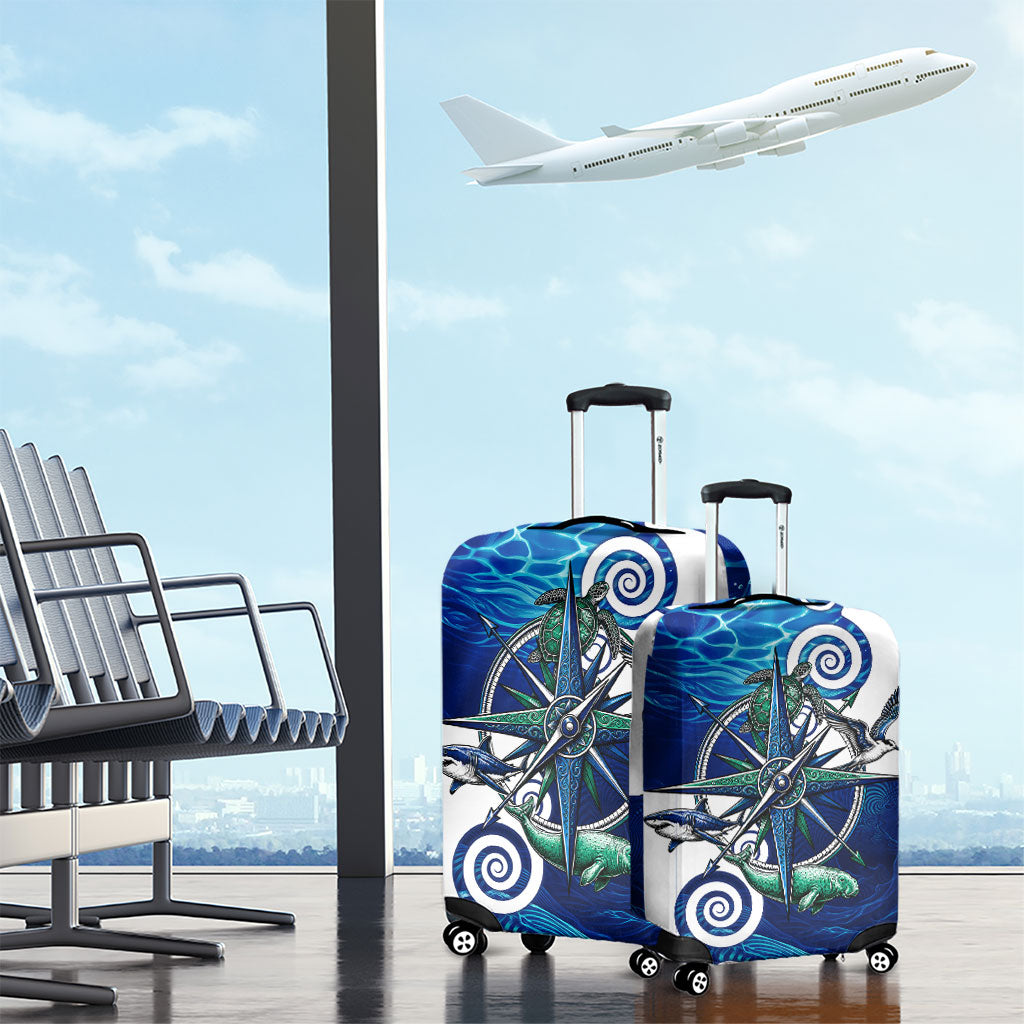 Torres Strait Islanders Nautical Compass Sea Life Luggage Cover Indigenous Traditional Flag Pattern Tribal Marine Art
