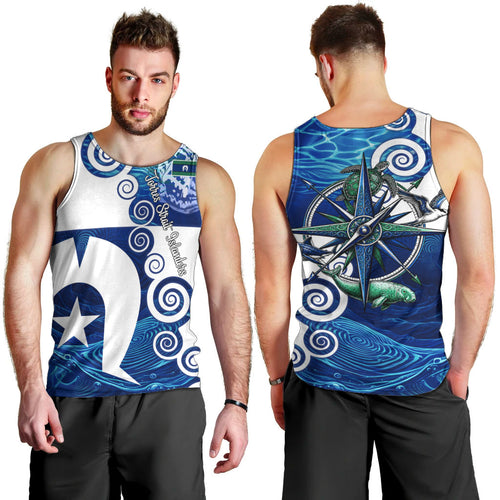 Torres Strait Islanders Nautical Compass Sea Life Men Tank Top Indigenous Traditional Flag Pattern Tribal Marine Art