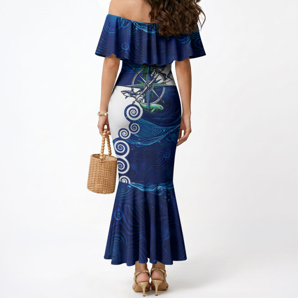 Torres Strait Islanders Nautical Compass Sea Life Mermaid Dress Indigenous Traditional Flag Pattern Tribal Marine Art