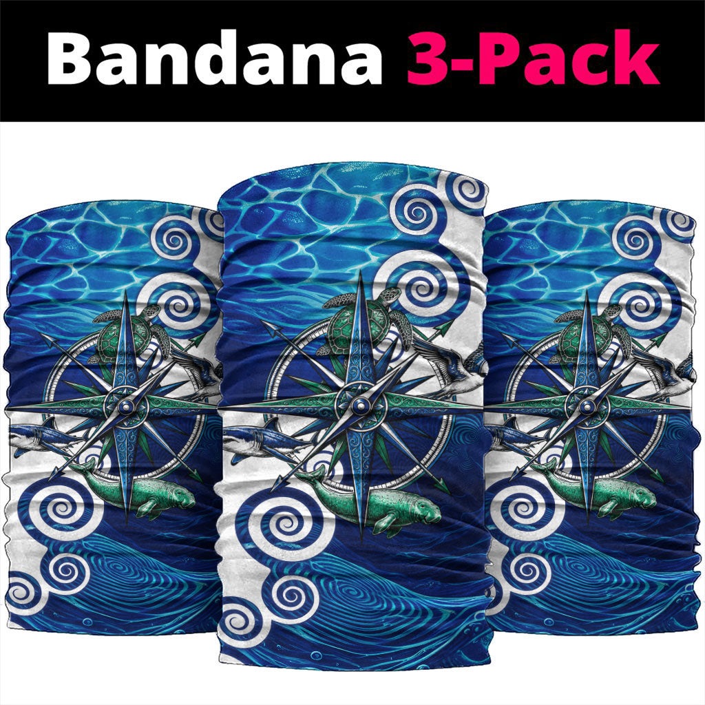 Torres Strait Islanders Nautical Compass Sea Life Neck Gaiter Indigenous Traditional Flag Pattern Tribal Marine Art