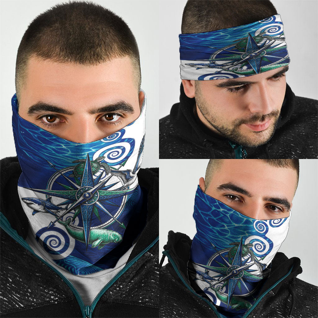 Torres Strait Islanders Nautical Compass Sea Life Neck Gaiter Indigenous Traditional Flag Pattern Tribal Marine Art