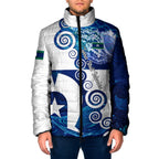 Torres Strait Islanders Nautical Compass Sea Life Padded Jacket Indigenous Traditional Flag Pattern Tribal Marine Art
