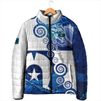 Torres Strait Islanders Nautical Compass Sea Life Padded Jacket Indigenous Traditional Flag Pattern Tribal Marine Art