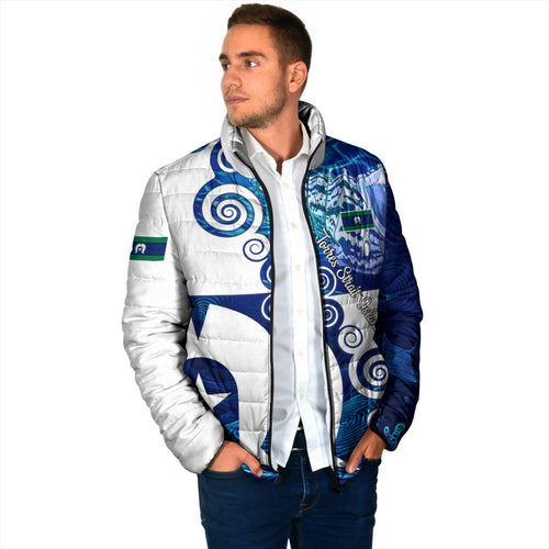 Torres Strait Islanders Nautical Compass Sea Life Padded Jacket Indigenous Traditional Flag Pattern Tribal Marine Art