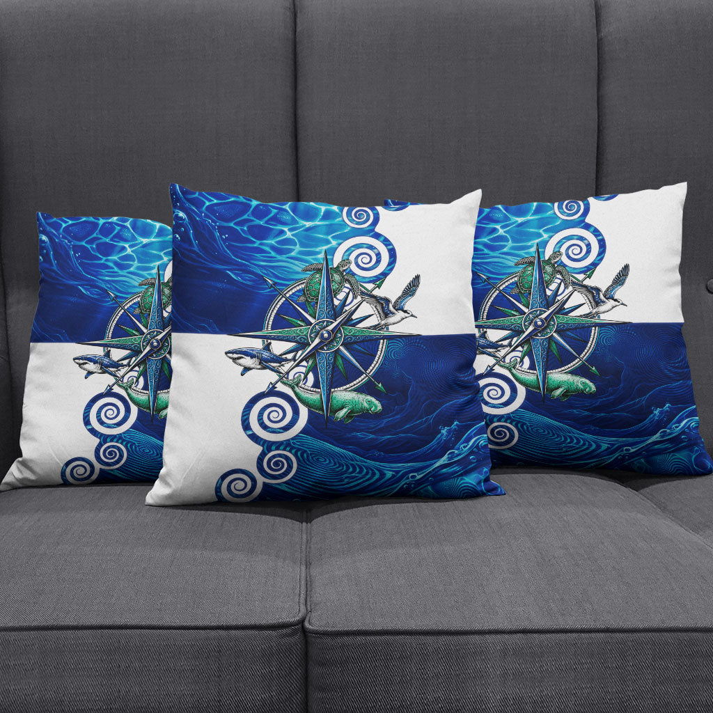 Torres Strait Islanders Nautical Compass Sea Life Pillow Cover Indigenous Traditional Flag Pattern Tribal Marine Art