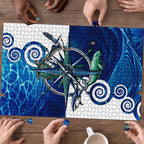Torres Strait Islanders Nautical Compass Sea Life Puzzle Indigenous Traditional Flag Pattern Tribal Marine Art