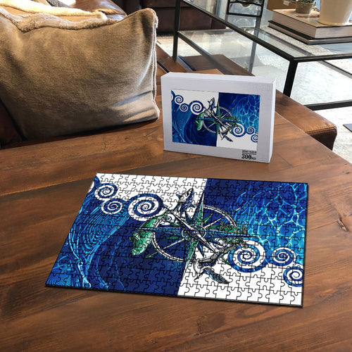 Torres Strait Islanders Nautical Compass Sea Life Puzzle Indigenous Traditional Flag Pattern Tribal Marine Art