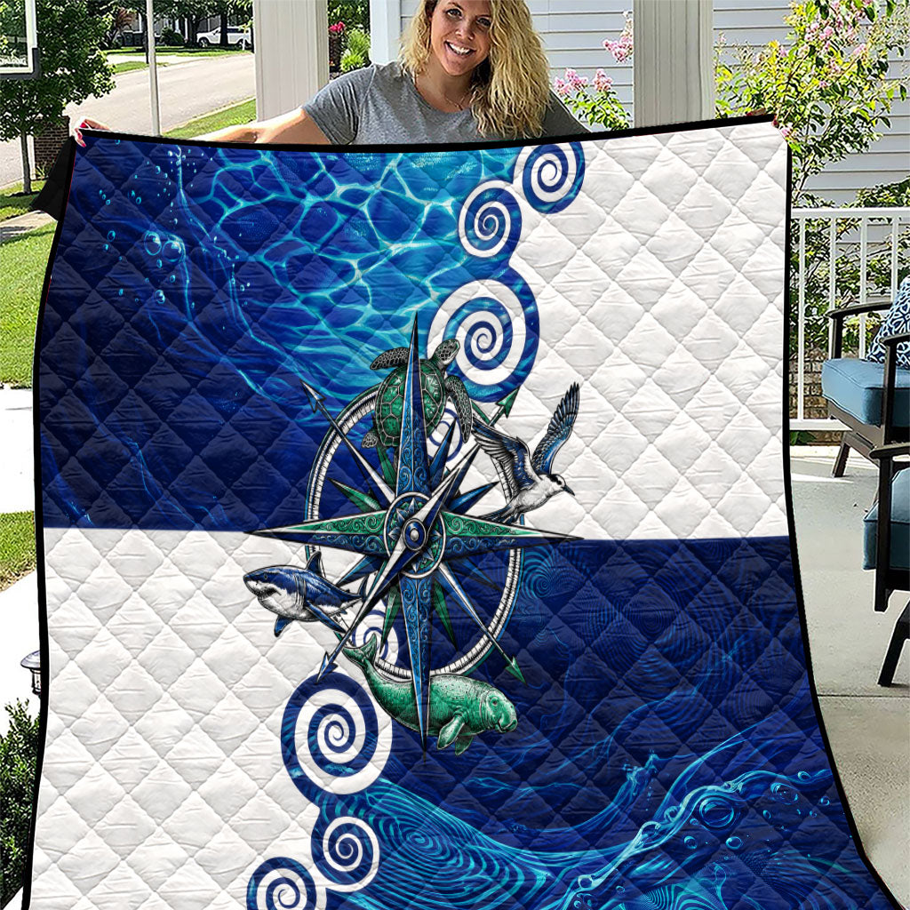 Torres Strait Islanders Nautical Compass Sea Life Quilt Indigenous Traditional Flag Pattern Tribal Marine Art