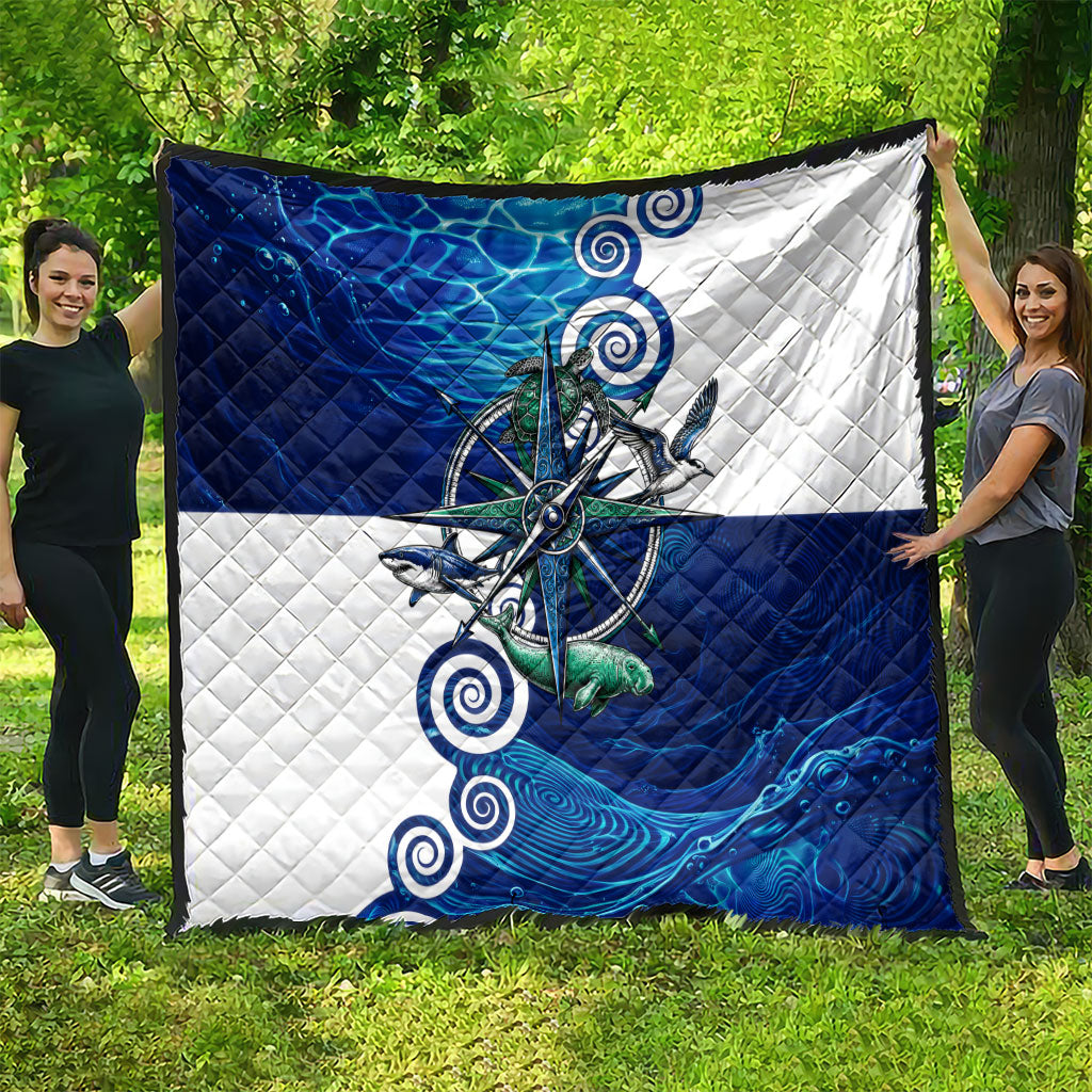 Torres Strait Islanders Nautical Compass Sea Life Quilt Indigenous Traditional Flag Pattern Tribal Marine Art