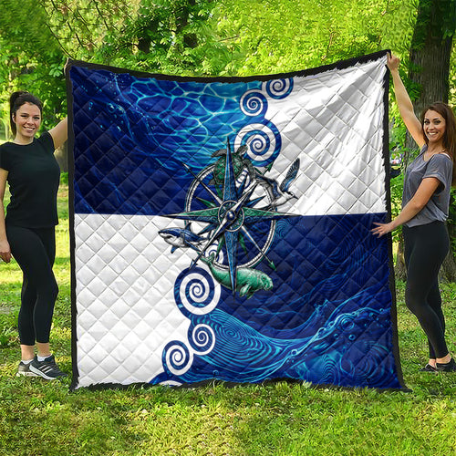 Torres Strait Islanders Nautical Compass Sea Life Quilt Indigenous Traditional Flag Pattern Tribal Marine Art
