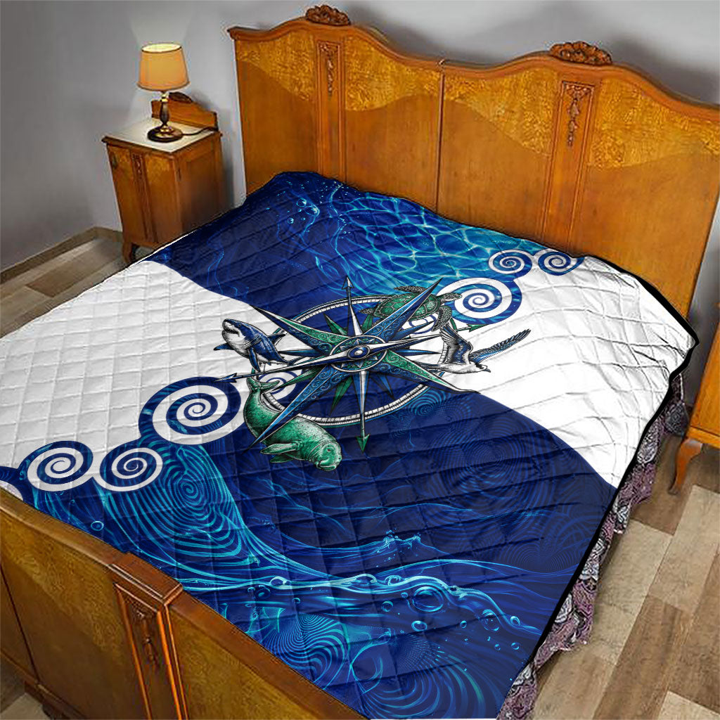Torres Strait Islanders Nautical Compass Sea Life Quilt Indigenous Traditional Flag Pattern Tribal Marine Art