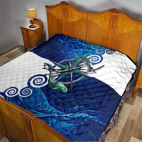 Torres Strait Islanders Nautical Compass Sea Life Quilt Indigenous Traditional Flag Pattern Tribal Marine Art