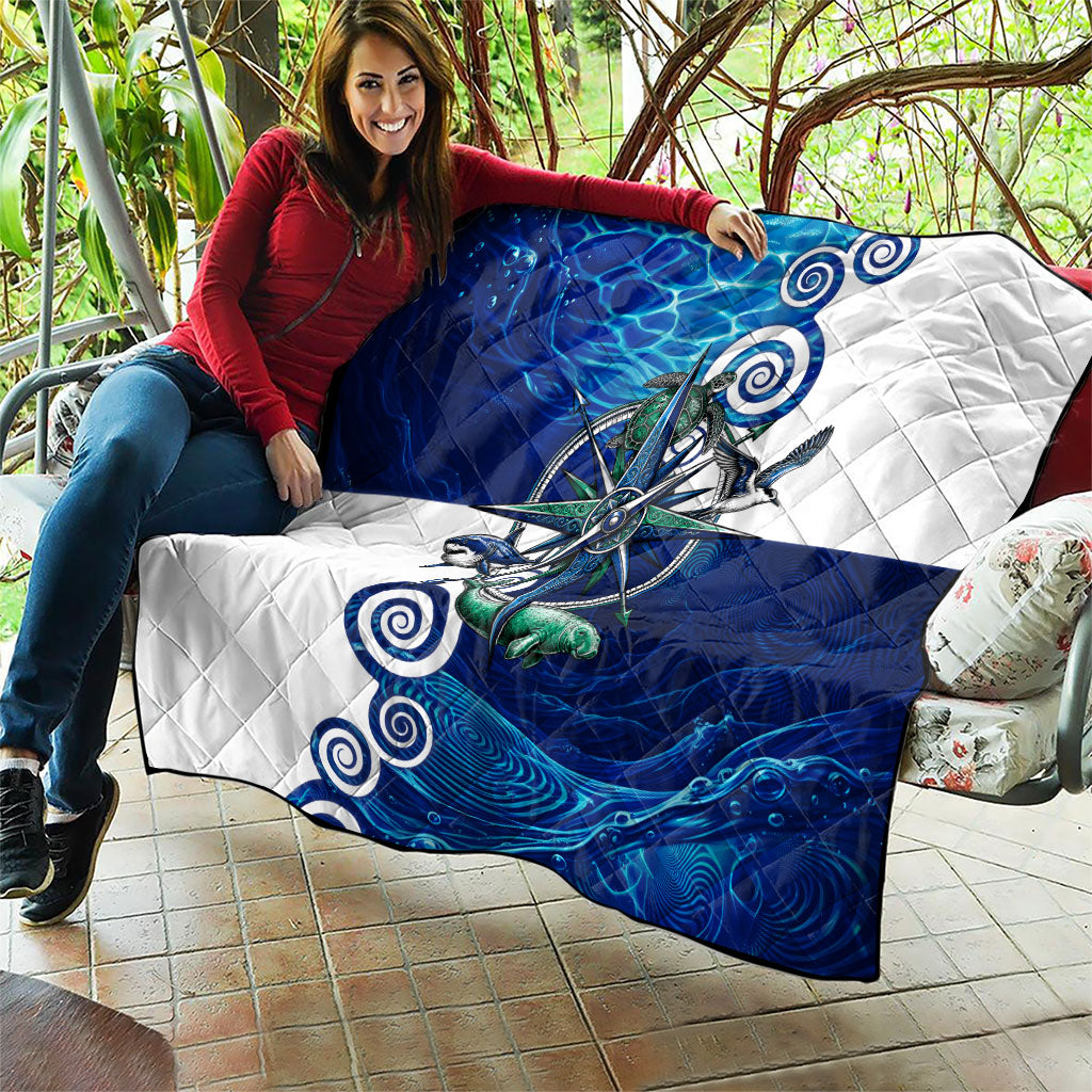 Torres Strait Islanders Nautical Compass Sea Life Quilt Indigenous Traditional Flag Pattern Tribal Marine Art