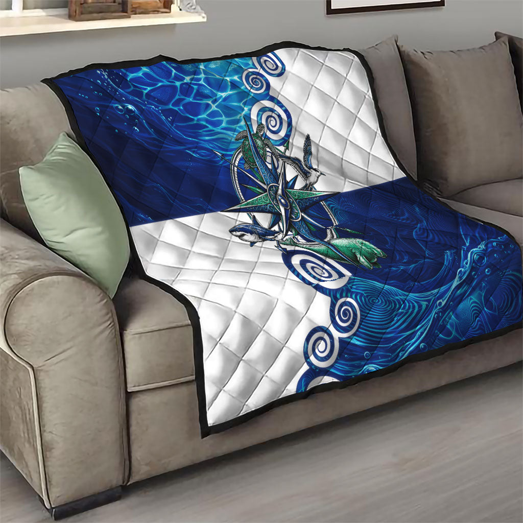 Torres Strait Islanders Nautical Compass Sea Life Quilt Indigenous Traditional Flag Pattern Tribal Marine Art