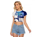Torres Strait Islanders Nautical Compass Sea Life Raglan Cropped T Shirt Indigenous Traditional Flag Pattern Tribal Marine Art