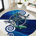 Torres Strait Islanders Nautical Compass Sea Life Round Carpet Indigenous Traditional Flag Pattern Tribal Marine Art