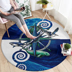 Torres Strait Islanders Nautical Compass Sea Life Round Carpet Indigenous Traditional Flag Pattern Tribal Marine Art