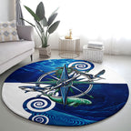 Torres Strait Islanders Nautical Compass Sea Life Round Carpet Indigenous Traditional Flag Pattern Tribal Marine Art