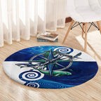 Torres Strait Islanders Nautical Compass Sea Life Round Carpet Indigenous Traditional Flag Pattern Tribal Marine Art