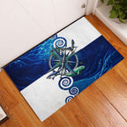 Torres Strait Islanders Nautical Compass Sea Life Rubber Doormat Indigenous Traditional Flag Pattern Tribal Marine Art