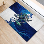 Torres Strait Islanders Nautical Compass Sea Life Rubber Doormat Indigenous Traditional Flag Pattern Tribal Marine Art