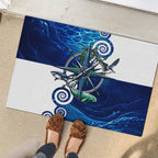 Torres Strait Islanders Nautical Compass Sea Life Rubber Doormat Indigenous Traditional Flag Pattern Tribal Marine Art