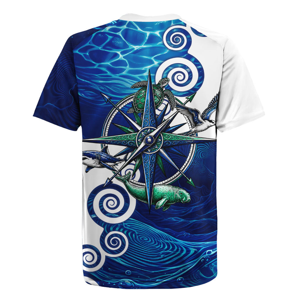 Torres Strait Islanders Nautical Compass Sea Life Rugby Jersey Indigenous Traditional Flag Pattern Tribal Marine Art