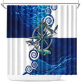 Torres Strait Islanders Nautical Compass Sea Life Shower Curtain Indigenous Traditional Flag Pattern Tribal Marine Art