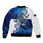Torres Strait Islanders Nautical Compass Sea Life Sleeve Zip Bomber Jacket Indigenous Traditional Flag Pattern Tribal Marine Art