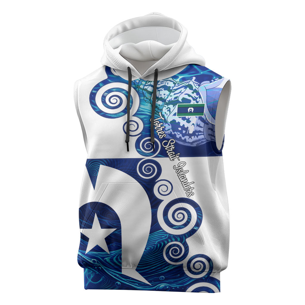 Torres Strait Islanders Nautical Compass Sea Life Sleeveless Hoodie Indigenous Traditional Flag Pattern Tribal Marine Art