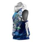 Torres Strait Islanders Nautical Compass Sea Life Sleeveless Hoodie Indigenous Traditional Flag Pattern Tribal Marine Art