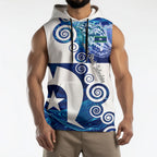 Torres Strait Islanders Nautical Compass Sea Life Sleeveless Hoodie Indigenous Traditional Flag Pattern Tribal Marine Art