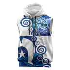 Torres Strait Islanders Nautical Compass Sea Life Sleeveless Zip Hoodie Indigenous Traditional Flag Pattern Tribal Marine Art