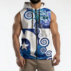 Torres Strait Islanders Nautical Compass Sea Life Sleeveless Zip Hoodie Indigenous Traditional Flag Pattern Tribal Marine Art