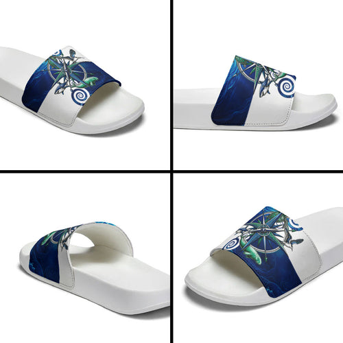 Torres Strait Islanders Nautical Compass Sea Life Slide Sandals Indigenous Traditional Flag Pattern Tribal Marine Art