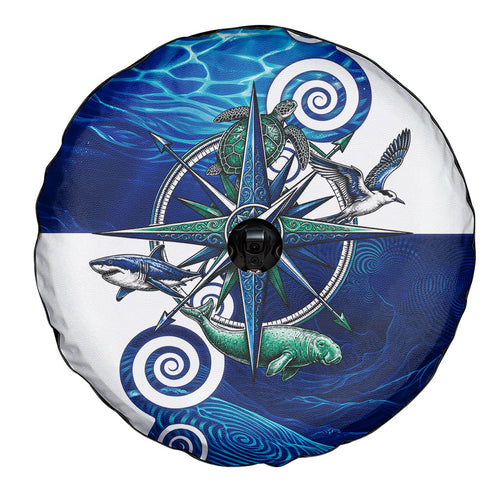 Torres Strait Islanders Nautical Compass Sea Life Spare Tire Cover Indigenous Traditional Flag Pattern Tribal Marine Art