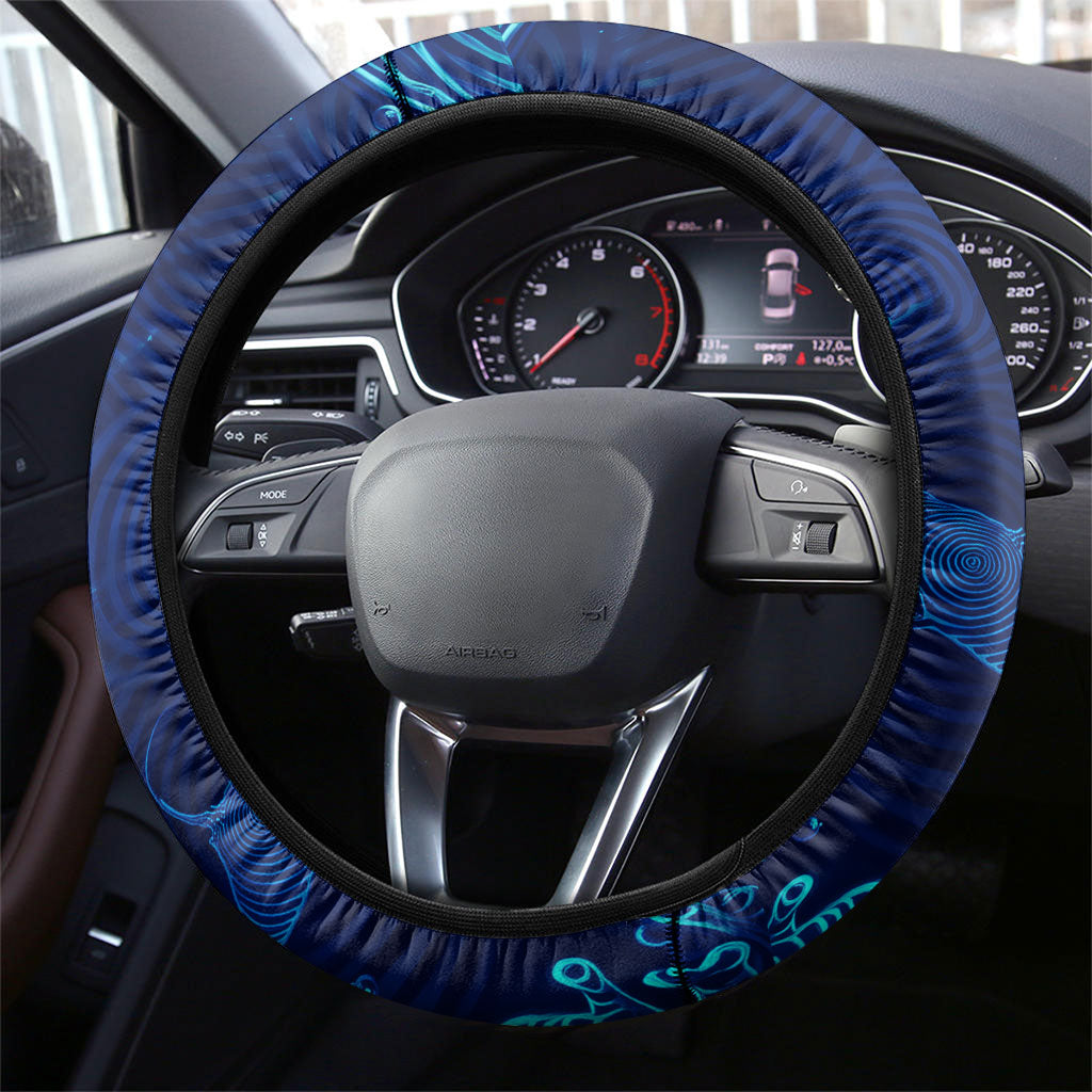 Torres Strait Islanders Nautical Compass Sea Life Steering Wheel Cover Indigenous Traditional Flag Pattern Tribal Marine Art