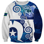 Torres Strait Islanders Nautical Compass Sea Life Sweatshirt Indigenous Traditional Flag Pattern Tribal Marine Art