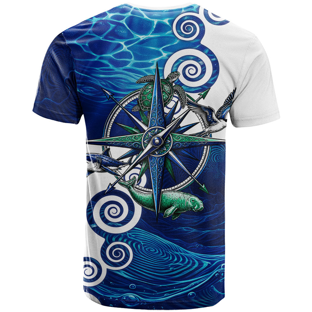 Torres Strait Islanders Nautical Compass Sea Life T Shirt Indigenous Traditional Flag Pattern Tribal Marine Art