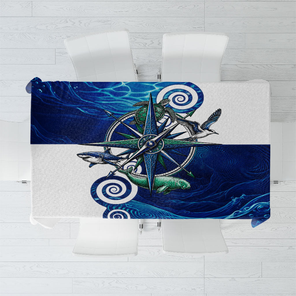 Torres Strait Islanders Nautical Compass Sea Life Tablecloth Indigenous Traditional Flag Pattern Tribal Marine Art