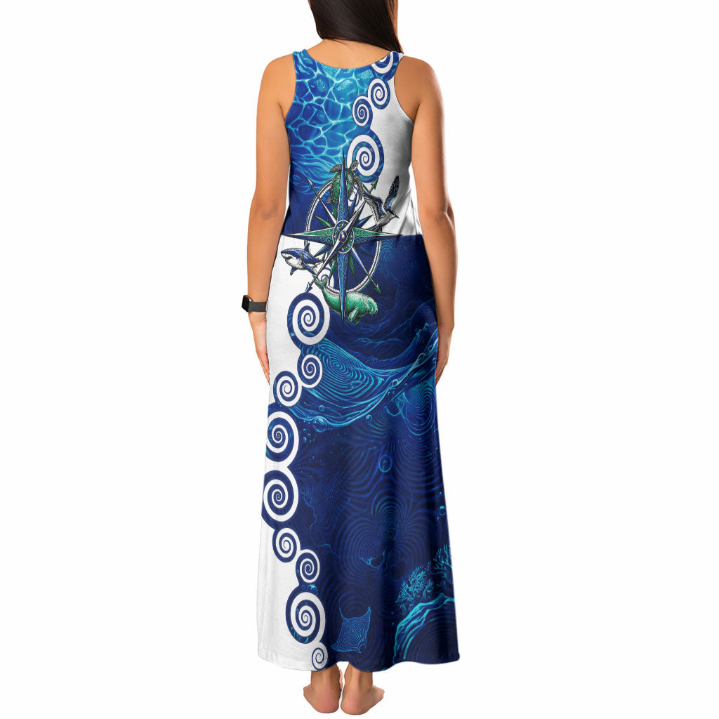 Torres Strait Islanders Nautical Compass Sea Life Tank Maxi Dress Indigenous Traditional Flag Pattern Tribal Marine Art